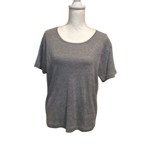 Chico's Designs Classic Heathered Gray Short‎ Sleeve scoop neck Tee size 3/XL